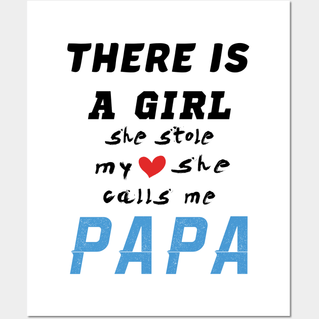 Papa Gifts Shirts from Granddaughter, She Stole My Heart Wall Art by CareTees